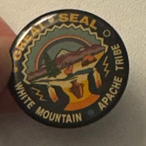 Vintage Great Seal White Mountain Apache Tribe‎ Pin Badge Souvenir